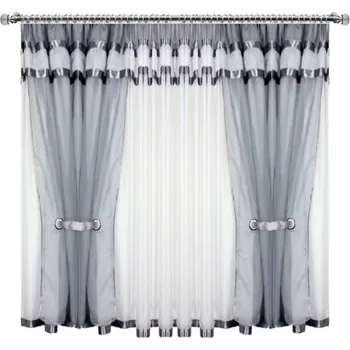 Záclona BytoTex Voálová kusová záclona se závěsem Alena šedá 400x150 cm