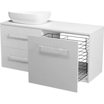 Koupelnový nábytek CERSANIT 3D Nábytkový set Cersanit Tirso 100, skříňka 60 pod desku bílá matná, skříňka 40 pod desku s košem na prádlo bílá matná, deska 100 horní bílá matná, umyvadlo Moduo 50 na desku oválné bílé, výpust umyvadlová bílá S1015-007;S1017-029;S1015-019;K116