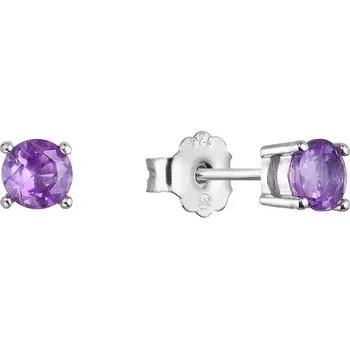 Náušnice Stříbrné náušnice pecky s pravými minerálními kameny fialové 11483.3 amethyst