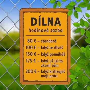 Plechová cedule 2D nástěnná vintage cedule, motiv DÍLNA HODINOVÁ SAZBA