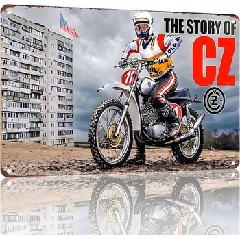 Plechová cedule 2D nástěnná vintage cedule, motiv THE STORY OF CZ