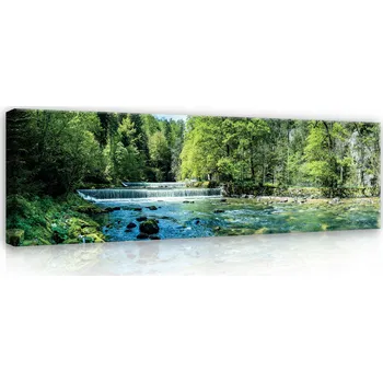 Obraz OBRAZ VODOPÁD JEZERO PŘÍRODA VÝHLED OBÝVACÍ POKOJ LOŽNICE VELKÝ NA PLÁTNĚ 145x45