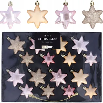 Vánoční dekorace VÁNOČNÍ OZDOBY závěsky na stromeček hvězdičky vánoční vánoční baňky zlaté 16x