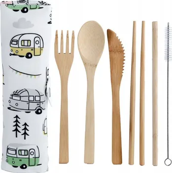 Příbor Sada bambusových příborů Puckator, 7 ks