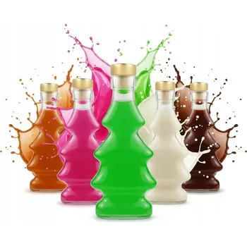 Vánoční dekorace 5 x VÁNOČNÍ LÁHEV NA VÁNOČNÍ STROMEČEK 3D 100 ml SKLENĚNÉ LÁHVE NA LIKÉRY VÍNO