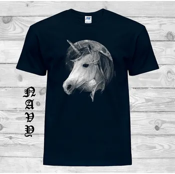 Pánské tričko levne-bavlnene-tricko-potisk-jednorozec-uplnek Barva: Navy - tmavě modrá, velikost: 5XL