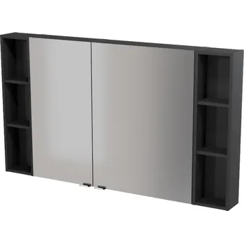 Koupelnový nábytek CERSANIT 3D Nábytkový set Cersanit Larga 140, skříňka 60 zrcadlová závěsná antracitová, skříňka 40 zrcadlová závěsná antracitová, skříňka 20 závěsná horní otevřená antracitová 2x S164-042;S164-034;S164-033;S164-042