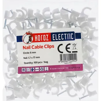 elektrický kabel HOROZ Kabelová příchytka kulatý typu FLOP průměr 6mm bílá [balení 100 ks]