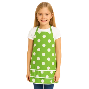 Kuchyňská zástěra Stylová kuchyňská zástěra pro děti zelená s bílými puntíky