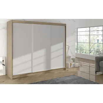 Šatní skříň Falco Skříň Debora II 200 cm - dub sonoma/bílá, výška 215 cm, hloubka 58 cm