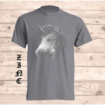 Pánské tričko levne-bavlnene-tricko-potisk-jednorozec-uplnek Barva: Zinc - zinková, velikost: S