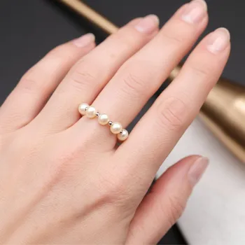 Prsten Perlový prsten 7 RINGS - Champagne