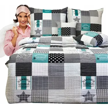 Povlečení Krepové povlečení 140 x 200 1 x 70/80 Patchwork Zelený s hvězdou Tlustá kůra
