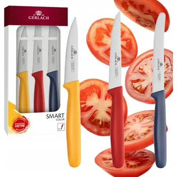 Kuchyňský nůž Sada nožů Gerlach Smart Color na steaky, pečivo a Zeleniny, 3 kusy