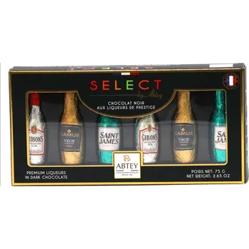 Bonboniéra Likérové lahvičky z tmavé čokolády SELECT [Abtey, 75 g]