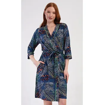 Dámské šaty Vienetta Dámský bavlněný župan Barbara s kapsami, tmavě modrá 4XL i232_10078_55455957:tmavě modrá 4XL