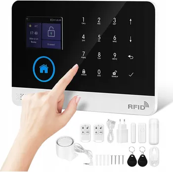 Sada domovního alarmu Chytrý WiFi Domácí Bezpečnostní Alarm: Bezdrátový Dotykový Displej + Hlasový Interkom