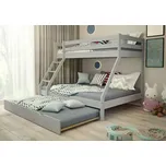 Patrová postel z masivu DENIS vč. obou roštů - 200x90/140 cm - šedá