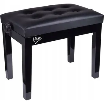 KLAVÍRNÍ STOLIČKA ČERNÁ MASIVNÍ STABILNÍ NASTAVITELNÁ DŘEVĚNÁ