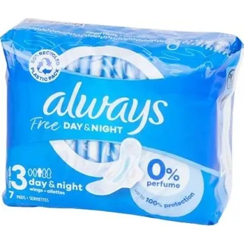 Menstruační vložka Vložky ALWAYS Free day&night velikost 3, 7 ks