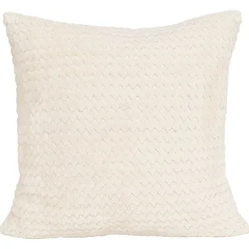 Povlak na dekorativní polštářek Dekorační povlak na polštář, chlupatý, s reliéfním vzorem, 40x40 cm, krémová (ecru)