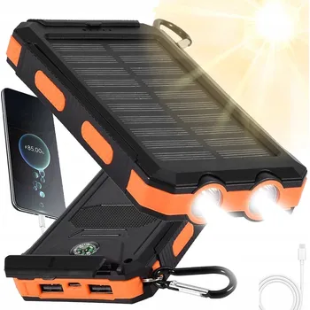 Powerbanka POWERBANK 26800MAH SOLÁRNÍ UNIVERZÁLNÍ SVÍTILNA SILNÝ ČERNÝ A ORANŽOVÝ