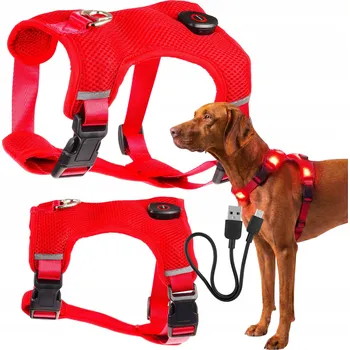 Postroj pro psa SVÍTÍCÍ POSTROJ pro psa LED svítící ve tmě netlakový typu GUARD L USB