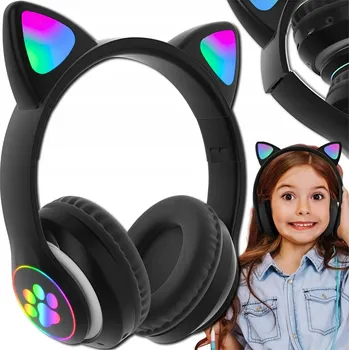 Sluchátka Bezdrátová sluchátka pro děti s Bluetooth – Kočičí uši, náhlavní