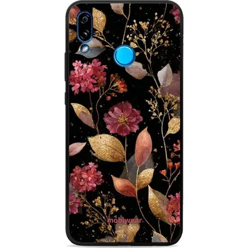Pouzdro na mobilní telefon Lesklý kryt Mobiwear Glossy - Huawei P20 Lite - G171G Zlatavé lístky a květy (Prémiové lesklé pouzdro, obal, kryt Mobiwear Glossy na mobil Huawei P20 Lite - G171G Zlatavé lístky a květy, materiál Plast + TPU silikon - krytí po všech stranách, neošoupateln