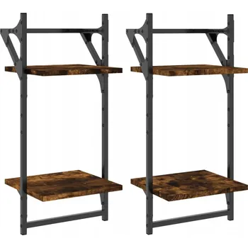 police 2patrové nástěnné police s tyčemi 2 ks kouřový dub 30x25x65 cm