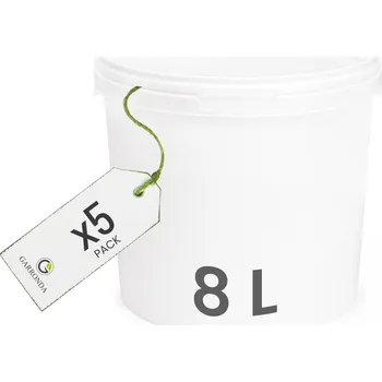 Dóza na potraviny Kbelík s víkem 8 L na potraviny bílý SET 5 kusů