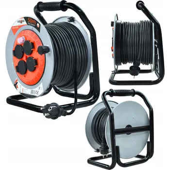 Napájecí kabel Prodlužovací Kabel na bubnu Rexxer 50 m, 4 ks, černý