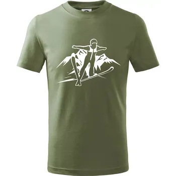 Chlapecké tričko Letící skokan bílý - Tričko dětské bavlněné - 122 cm/6 let ( Khaki )