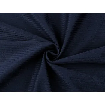 Velvet / samet oděvní s řádkovanou strukturou modrá tmavá 1 m