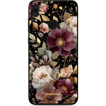 Pouzdro na mobilní telefon Lesklý kryt Mobiwear Glossy - Huawei Y7 2019 - G169G Zlatavé kvítky (Prémiové lesklé pouzdro, obal, kryt Mobiwear Glossy na mobil Huawei Y7 2019 - G169G Zlatavé kvítky, materiál Plast + TPU silikon - krytí po všech stranách, neošoupatelný potisk, tenké)