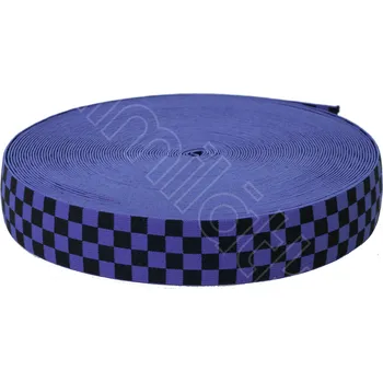 Textilie Pruženka modrá černá kostka 4 cm