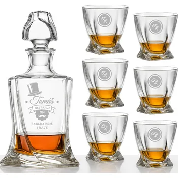 Sklenice Dekorant Bohemia Crystal křišťálový whisky set s gravírováním ON NESTÁRNE 1+6