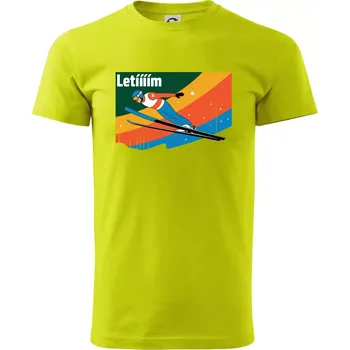 Pánské tričko Letííím Skokan na lyžích - Klasické pánské triko vyšší gramáže - XS ( Limetková )