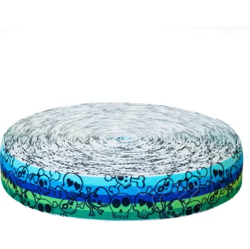 Textilie Pruženka lebky zeleno modré 4 cm