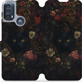 Pouzdro na mobilní telefon Flipové pouzdro Mobiwear - Motorola Moto E40 - V161S Temné kočky (Knížkové flip pouzdro, obal, kryt na mobil Motorola Moto E40 - V161S Temné kočky, materiál Umělá kůže + TPU - ochrana 360°, stojánek, silikonová vanička, magnetické zavírání)