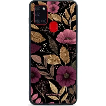 Pouzdro na mobilní telefon Lesklý kryt Mobiwear Glossy - Samsung Galaxy A21S - G170G Fialová kvítka (Prémiové lesklé pouzdro, obal, kryt Mobiwear Glossy na mobil Samsung Galaxy A21S - G170G Fialová kvítka, materiál Plast + TPU silikon - krytí po všech stranách, neošoupatelný potisk