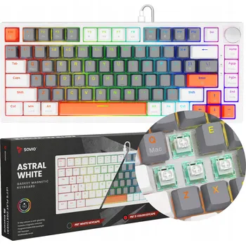 Klávesnice Magnetická klávesnice ASTRAL, spínače OUTEMU White Jade, bílá, 3 barvy kláves