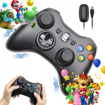 Herní příslušenství BEZDRÁTOVÝ OVLADAČ PRO XBOX 360 PC PS3 PAD 2.4GHZ ERGONOMICKÝ ČERNÝ
