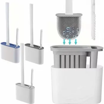 WC štětka SILIKONOVÁ TOALETNÍ ŠTĚTKA DO KOUPELNY ZÁVĚSNÁ, DVOJITÁ, ANTIBAKTERIÁLNÍ