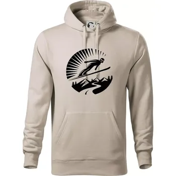 Pánská mikina Skokan černý v kruhu - Mikina pánská Cape s kapucí - 5XL ( Ledově šedá )