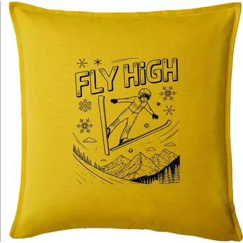 Polštář Černobílý skokan fly high - Polštář 50x50 - 50x50 - Pouze potah ( Žlutá )