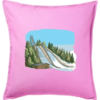 Polštář Obrázek skokanských můstků - Polštář 50x50 - 50x50 - Pouze potah ( Růžová )