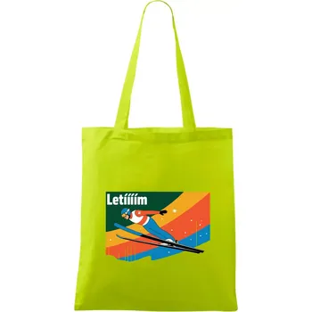 Letííím Skokan na lyžích - Taška bavlněná - 42 x 38 cm ( Limetková )