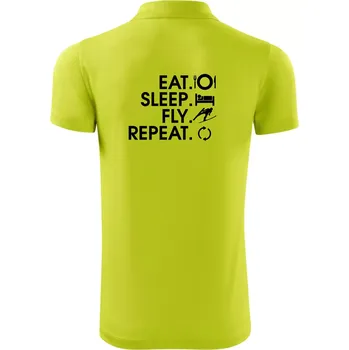 Pánská košile Eat sleep fly repeat - skoky na lyžích - Polokošile Victory sportovní (dresovina) - XL ( Limetková )