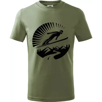 Chlapecké tričko Skokan černý v kruhu - Tričko dětské bavlněné - 122 cm/6 let ( Khaki )